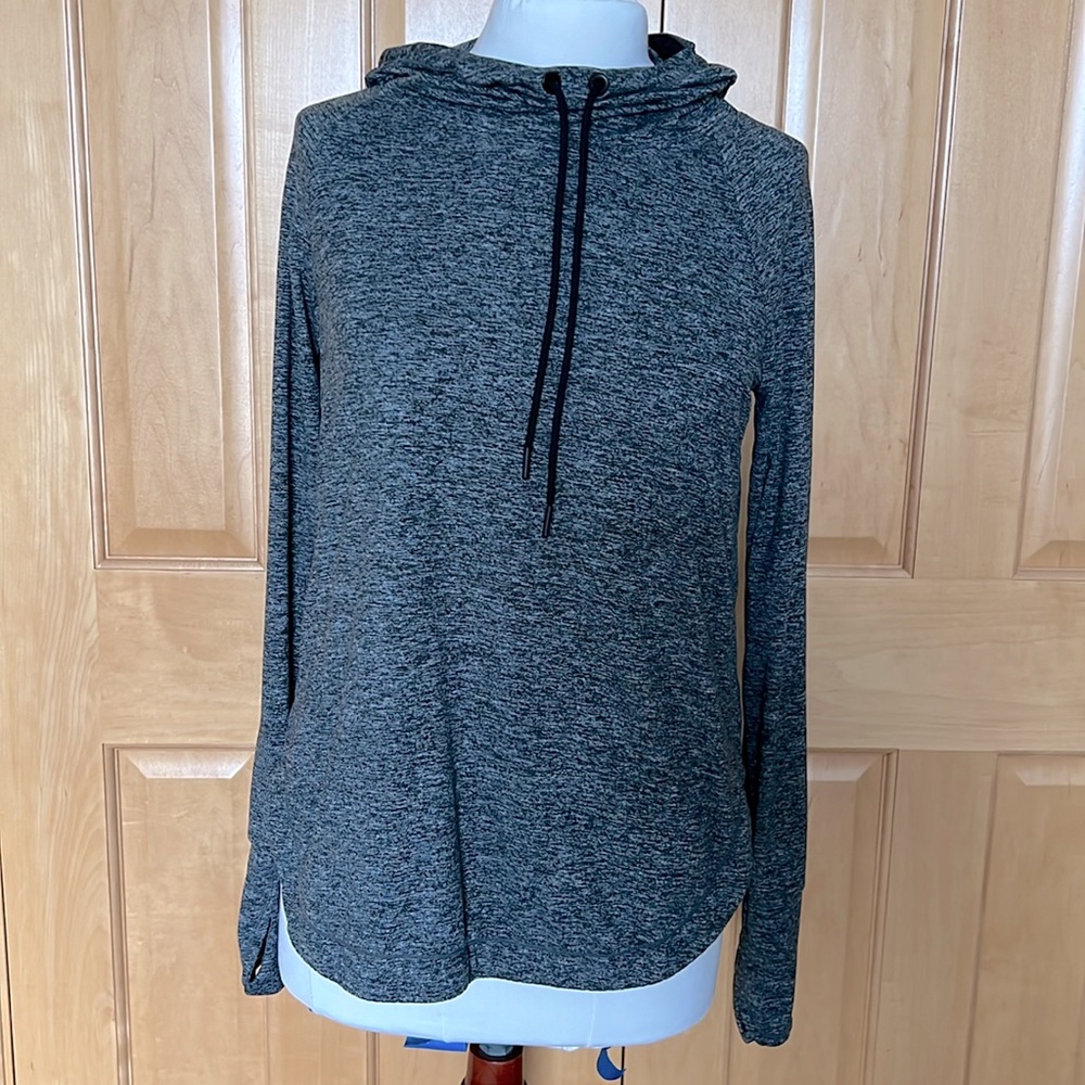 Athleta gray/black hooded top- M